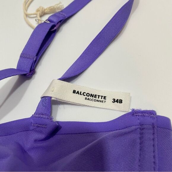 NWT Aerie Smoothez Balconette Mesh Unlined Purple Bra Size 34B - Picture 4 of 7